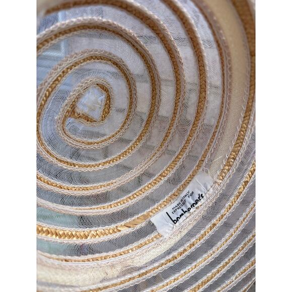 Vintage Bambergers Italian Stripe Floppy Hat Tan Cream  display picture 2